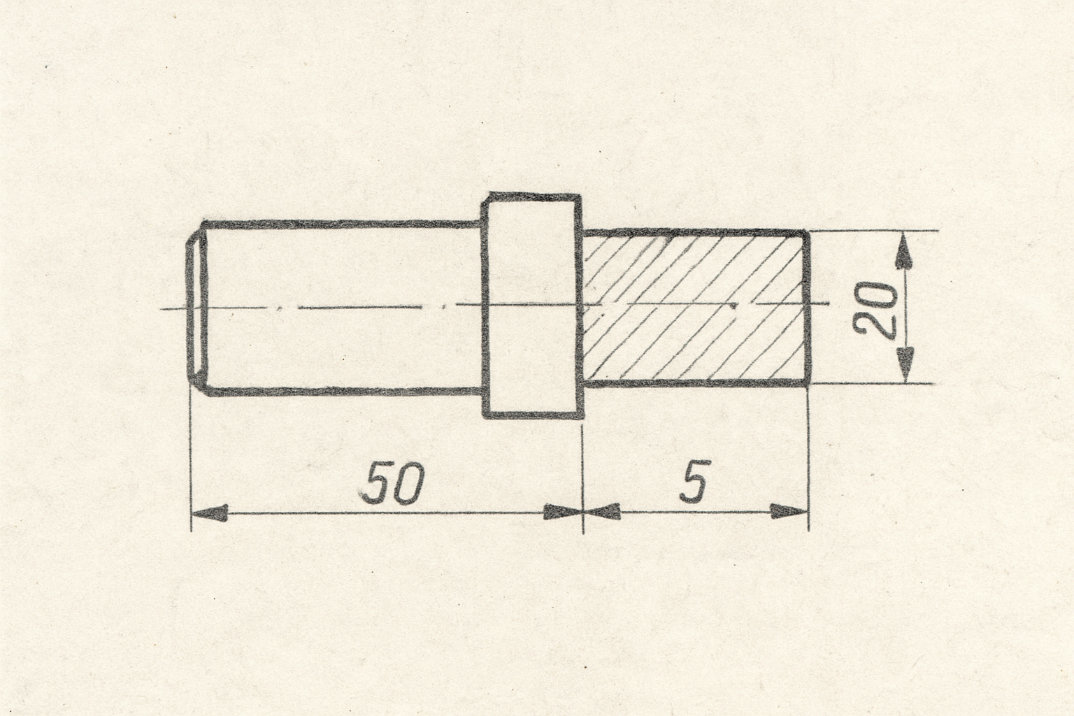 Hand -drawn technical drawing with tolerances and notes